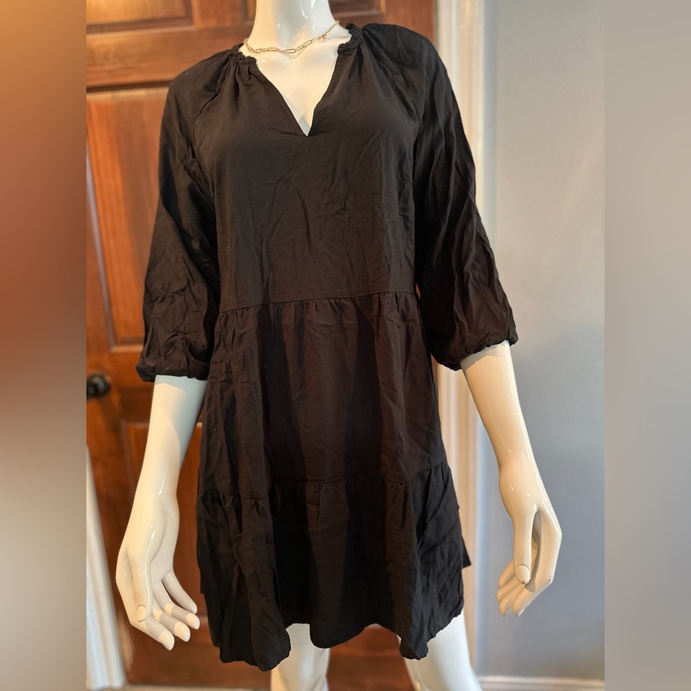 Caralyn Mirand The Drop Black Long Sleeve 100% Viscose Dress size small